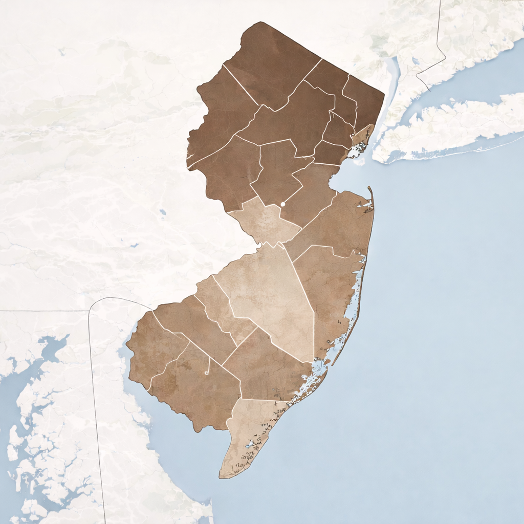 New Jersey county coverage map